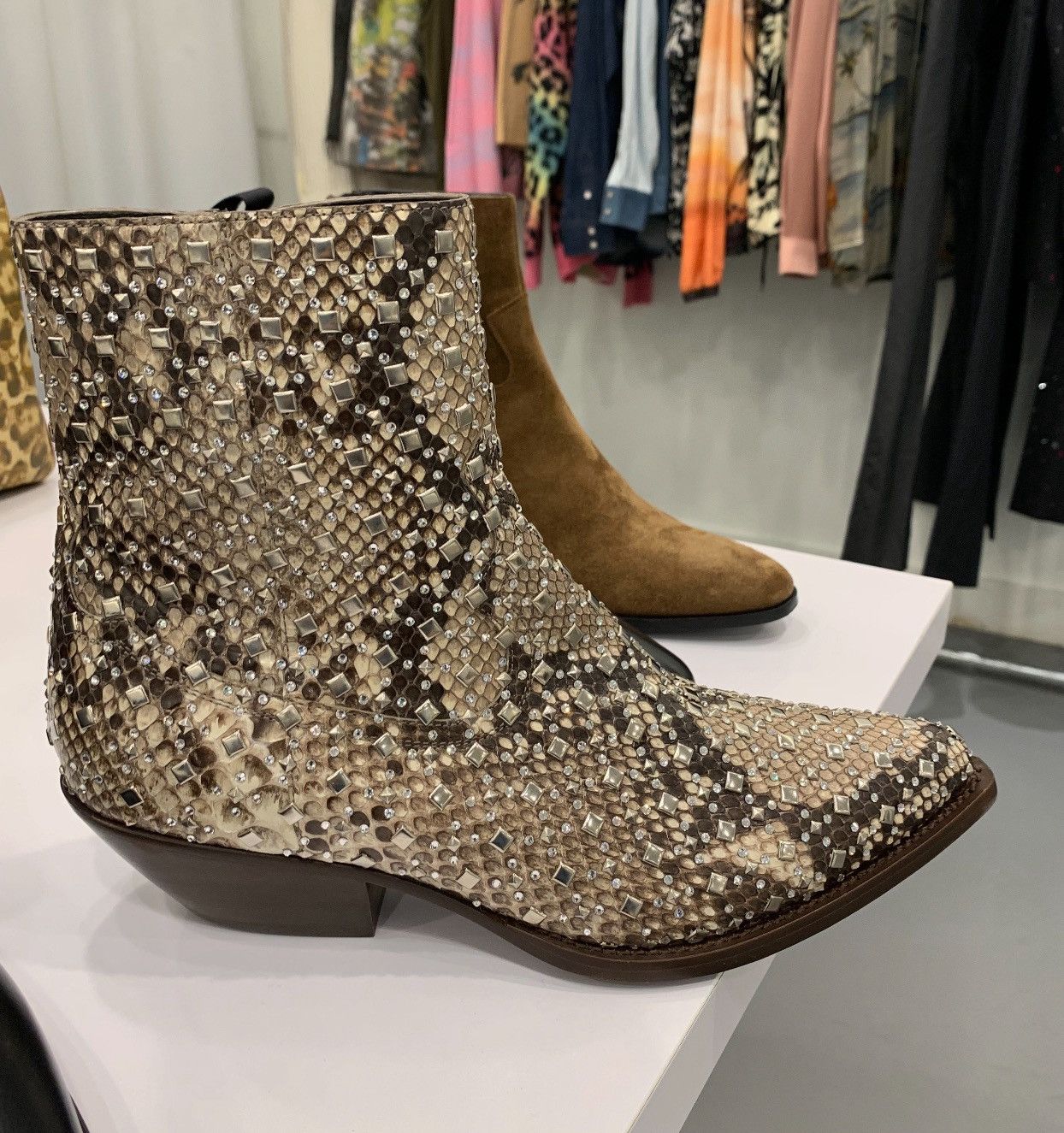 Celine $10.5K🔥Leon Zipped Boots in shiny Phyton Stids and Crystals Size US 10 / EU 43 - 3 Thumbnail