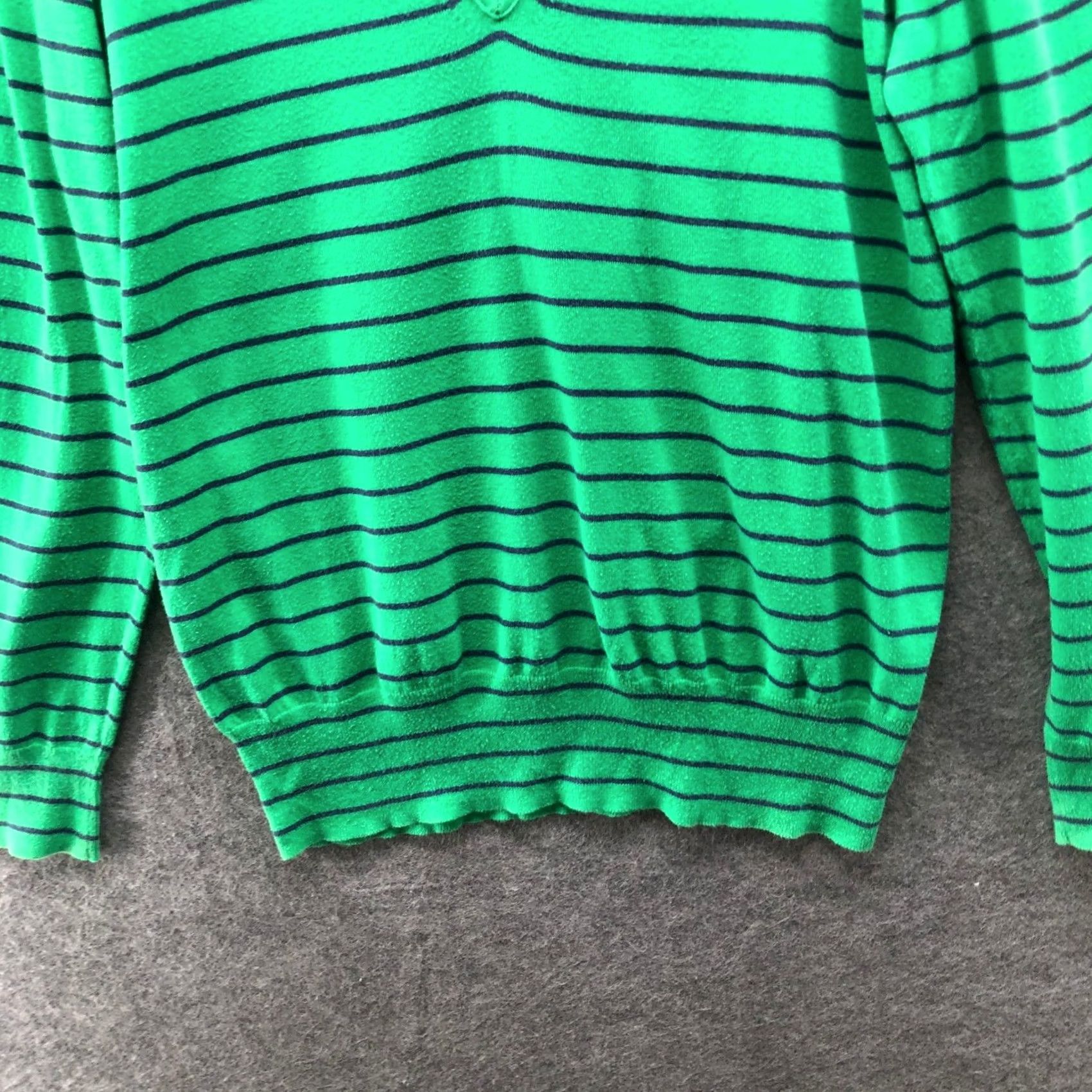 J.Crew VINTAGE not V-neck? J.Crew Sweater Womens L Cotton Green Navy Blue Striped Knit Lightweight Pullover Long Sleeve Tie-Dyed? Size L / US 10 / IT 46 - 4 Thumbnail