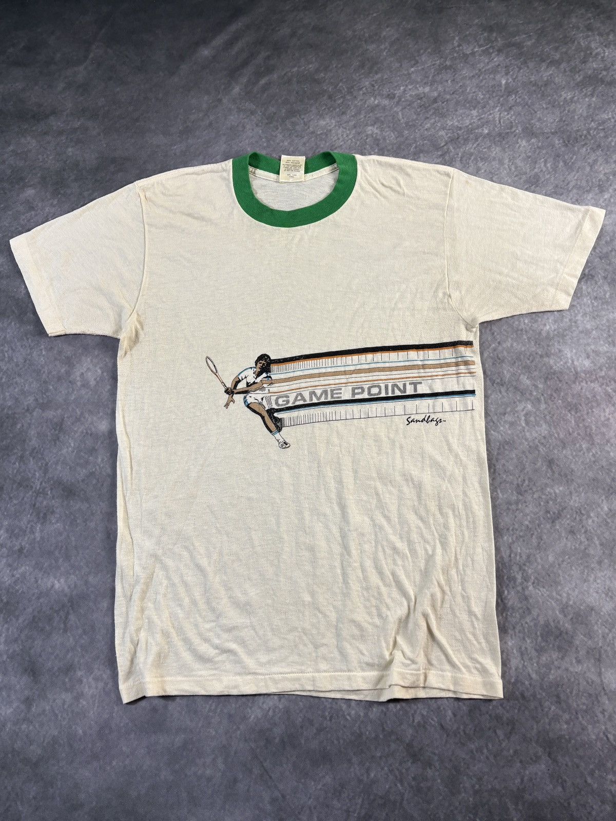 Vintage 1980s Sandbags California Tennis Vintage Ringer Tee Sports Size US M / EU 48-50 / 2 - 11 Thumbnail