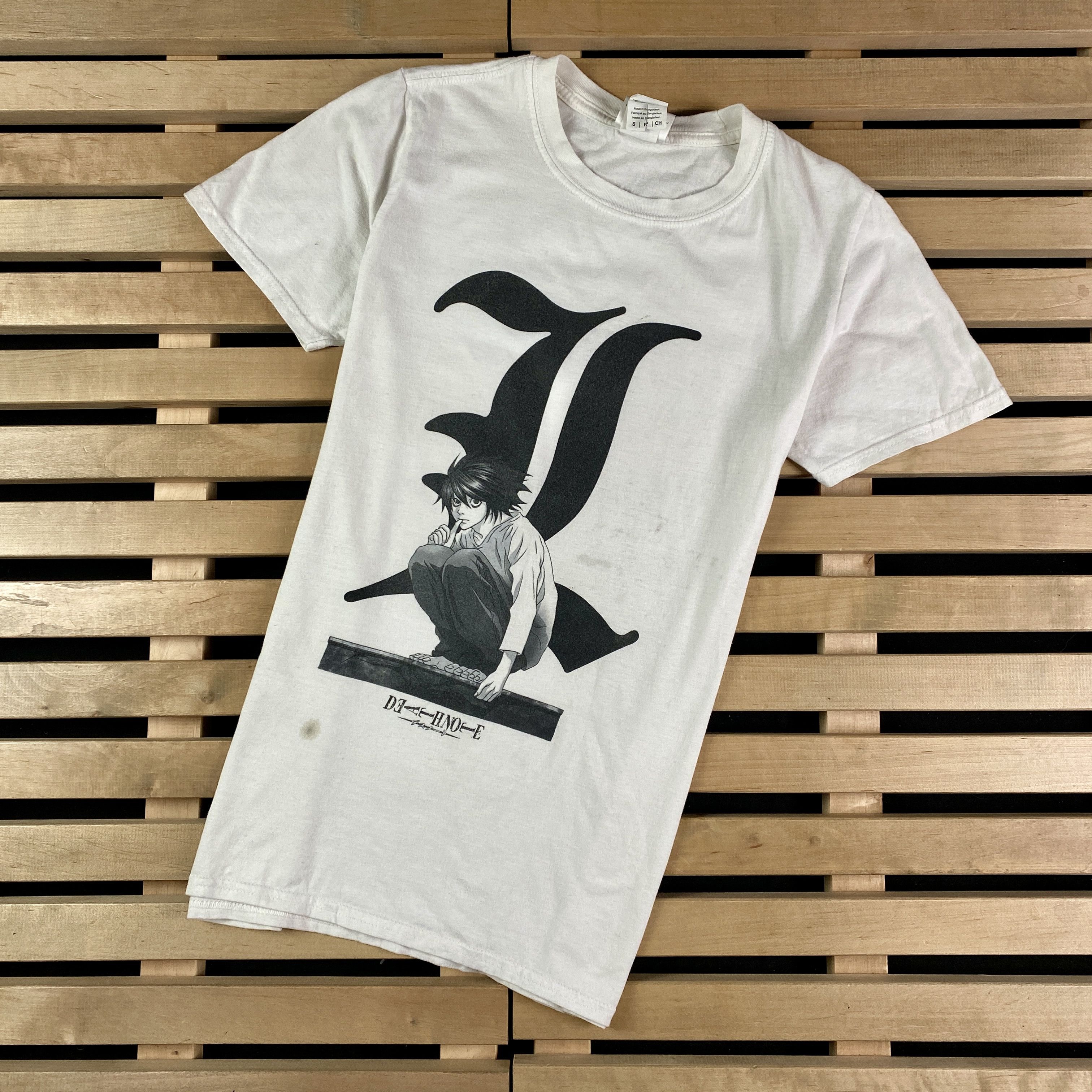 Anime Mens Vintage Anime T-Shirt Deadhnote Size S White Size US S / EU 44-46 / 1 - 1 Thumbnail
