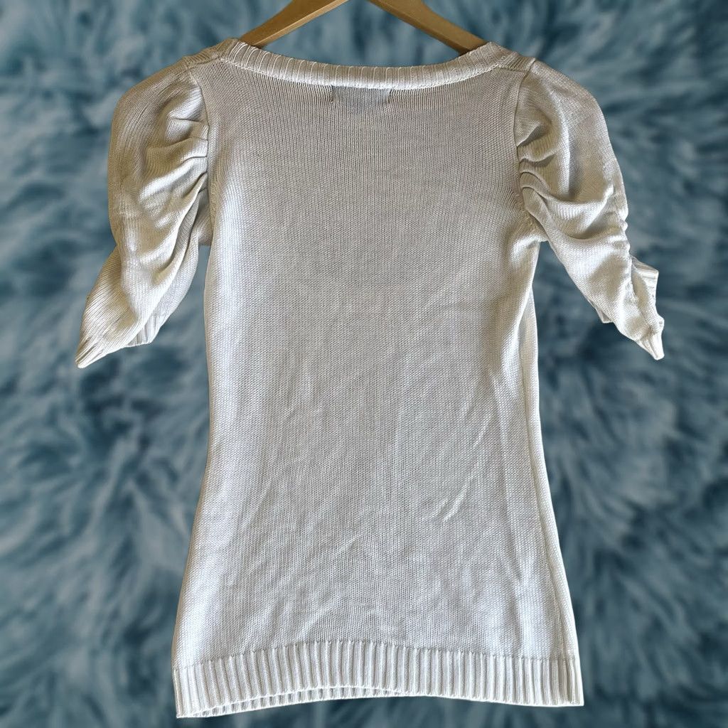 Vintage AZ Career Women Shirt Knit White Scoop Neck Short Sleeve Pullover Size L Large Breathable Casual Workwear Modern Size L / US 10 / IT 46 - 1 Thumbnail
