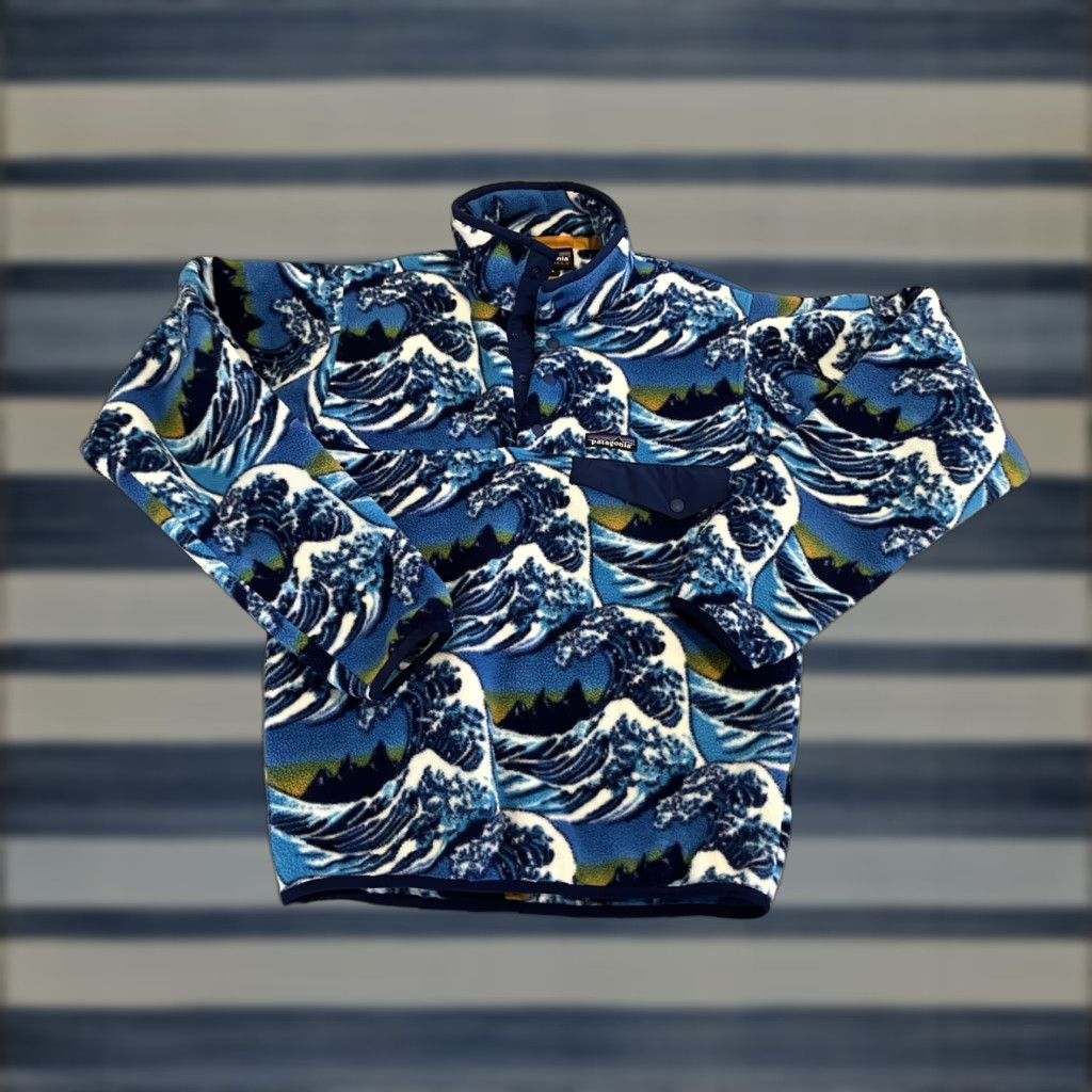 Patagonia Patagonia Synchilla Snap-T Fleece Pullover Sweater Mens XXS Ocean Waves Blue Size US XXS / EU 40 - 1 Thumbnail