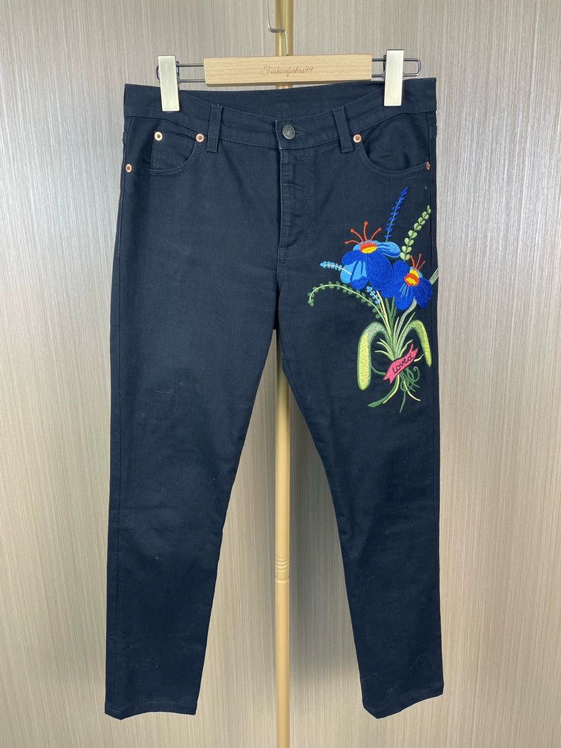 Gucci Gucci Black Embroidered Denim Jeans - dmc Size US 28 / EU 44 - 1 Thumbnail