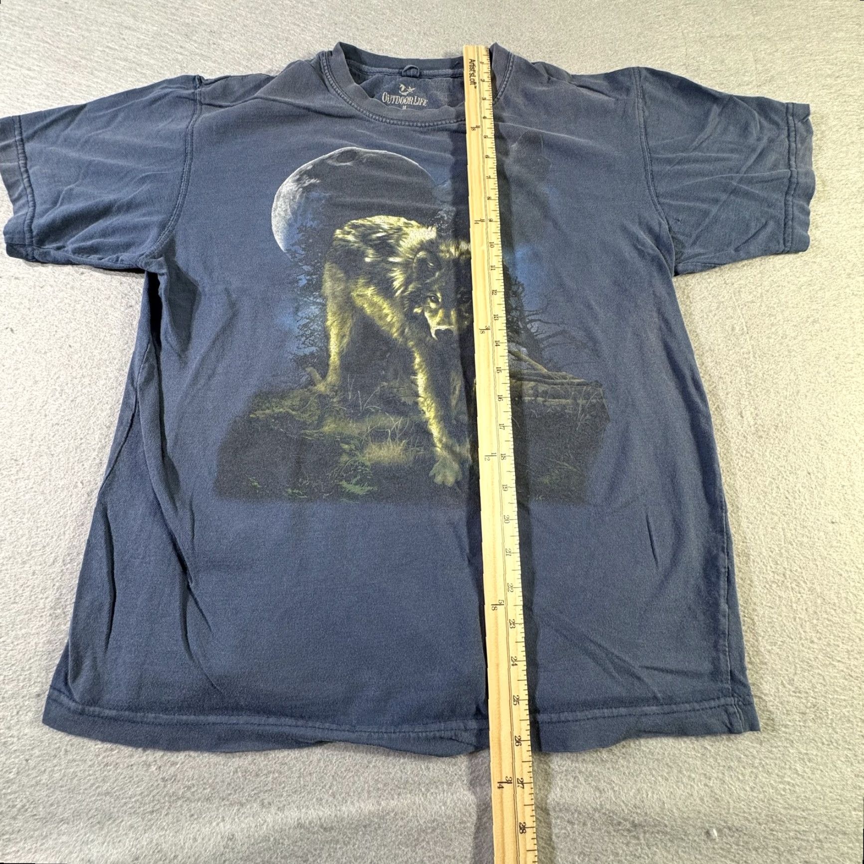 Vintage Outdoor Life Shirt Mens Medium Blue Wolf Moon Graphic Nature Tee Wildlife Animal Size US M / EU 48-50 / 2 - 7 Thumbnail