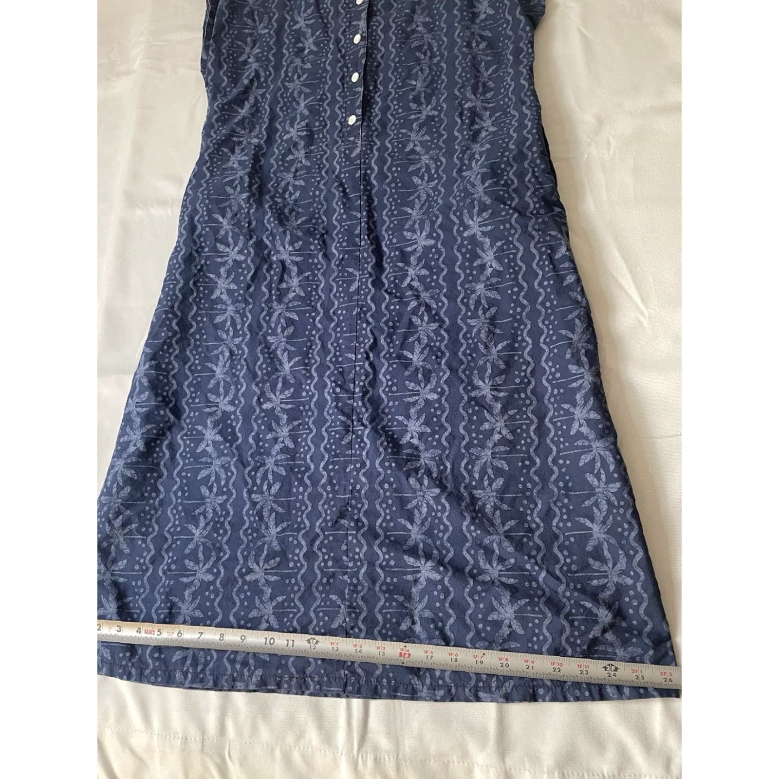Vintage VINTAGE 90s Y2K Coastal Party Animal Shift Dress Navy Blue Beach Palm MIDI Med Party/Midi Shift Dress Women M Blue 90s Vintage Women Shift Dress Size M / US 6-8 / IT 42-44 - 5 Thumbnail