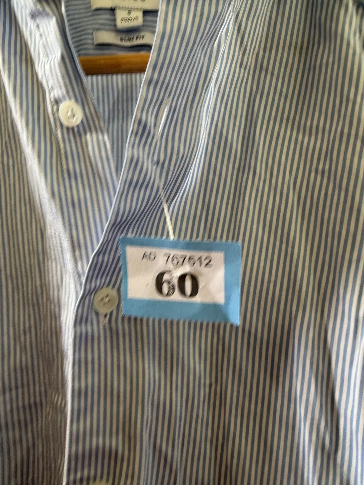 Reiss Reiss Slim Fit Men's Blue Striped Dress Shirt Size S Size 36R - 2 Thumbnail