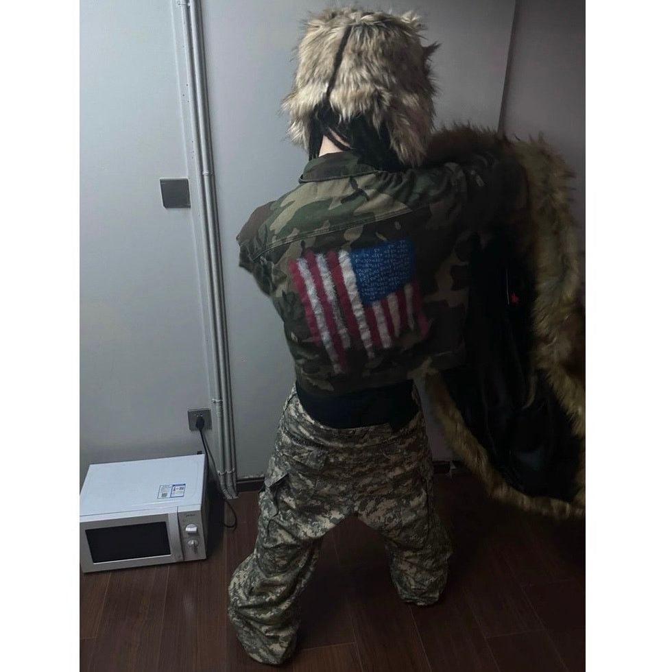 Japanese Brand Camouflage American Flag Military Denim Jacket Size US M / EU 48-50 / 2 - 1 Thumbnail