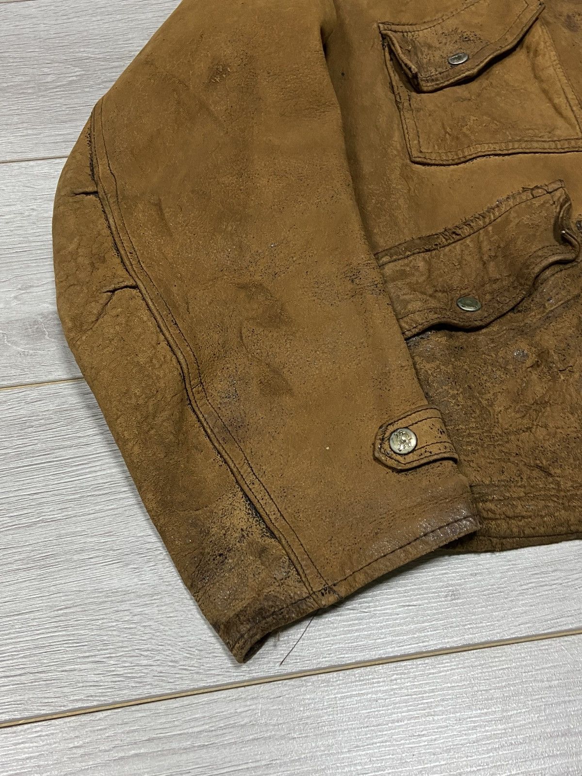 Chevignon Chevignon vintage leather worn distressed leather jacket fly Size US XL / EU 56 / 4 - 4 Thumbnail