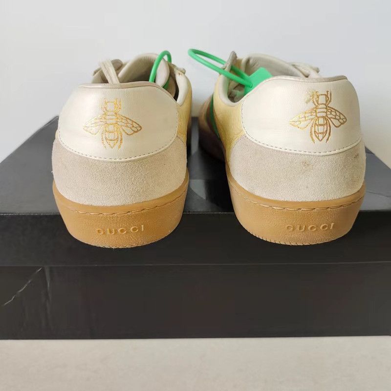 Gucci Gucci G74 Web Leather Low Top Sneakers - Size US 8.5 / EU 41-42 - 3 Thumbnail