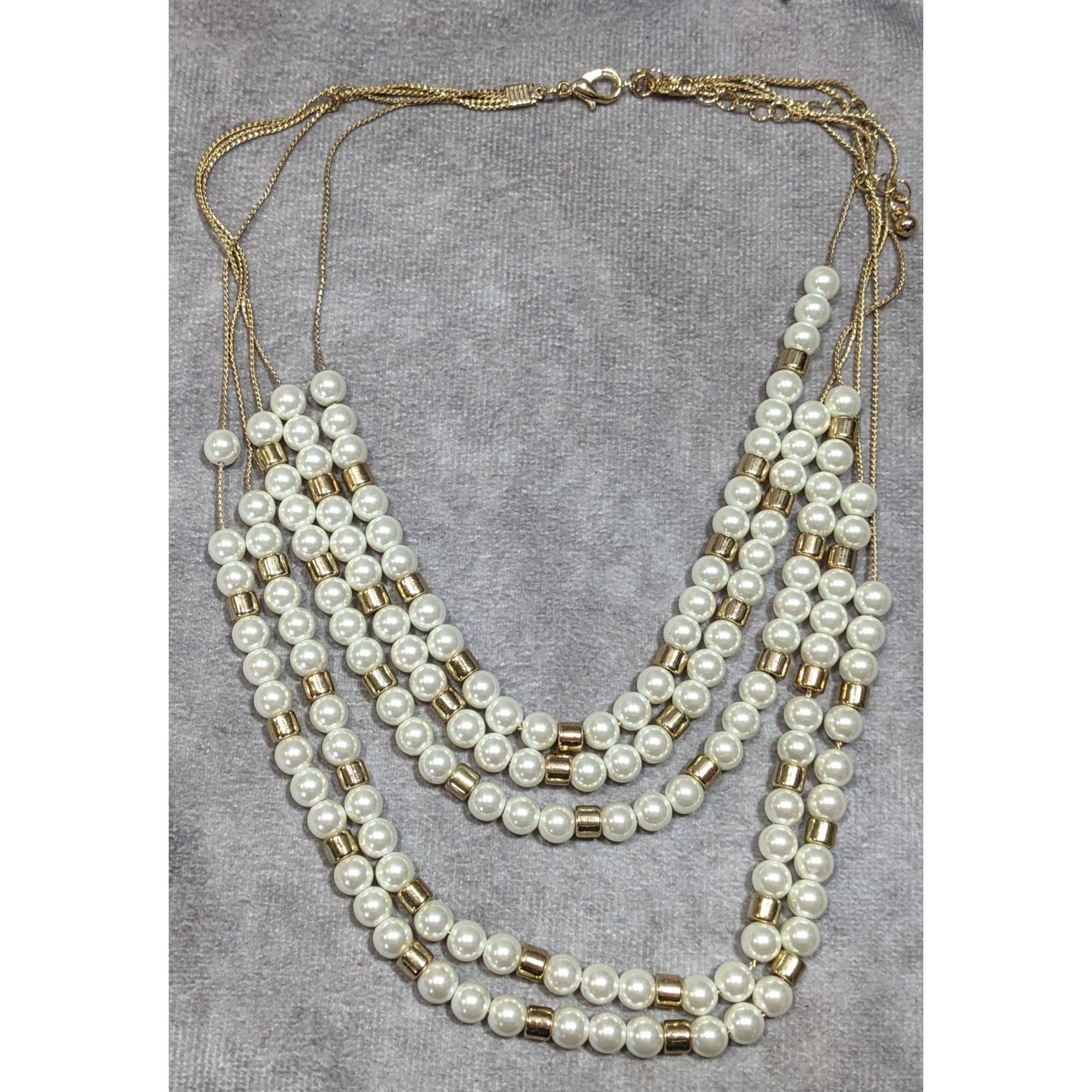 Other Elegant Glam Faux Pearl Gold Tone Beaded Layered Necklace Size ONE SIZE - 6 Thumbnail