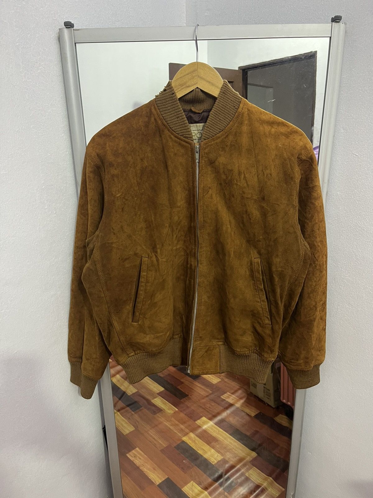 Mizuno Vintage Mizuno Suede Leather Bomber Jacket Distressed Size US M / EU 48-50 / 2 - 1 Thumbnail
