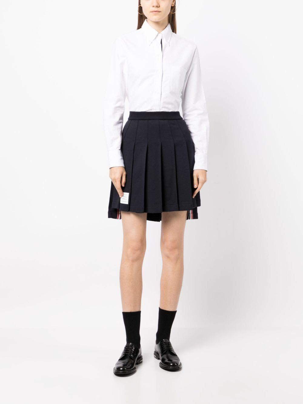 Thom Browne Thom Browne - Pleated Loopback Cotton Mini Skirt Size 25" / US 0 / IT 36 - 18 Thumbnail