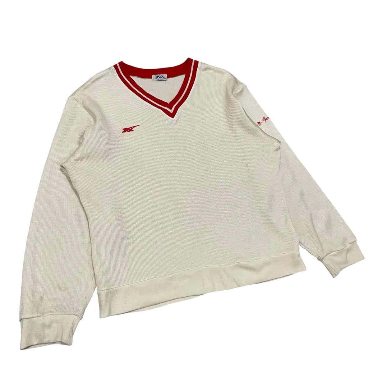 Asics Vintage 80s Asics Vneck Sweatshirt Warm Up Custom Made Size US XL / EU 56 / 4 - 3 Thumbnail