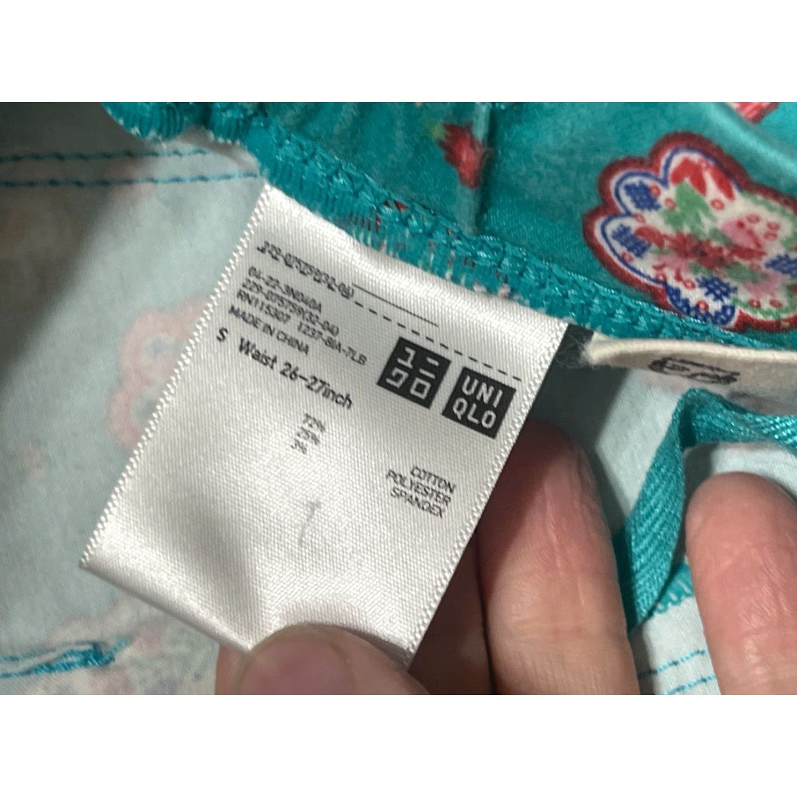 Uniqlo Uniqlo Pants Women's 12 Blue Pink Pull On Tie Waist Flat Front Ankle Straight Casual Dry Clean? (No, keep original): Size 34" / US 12 / IT 48 - 4 Thumbnail