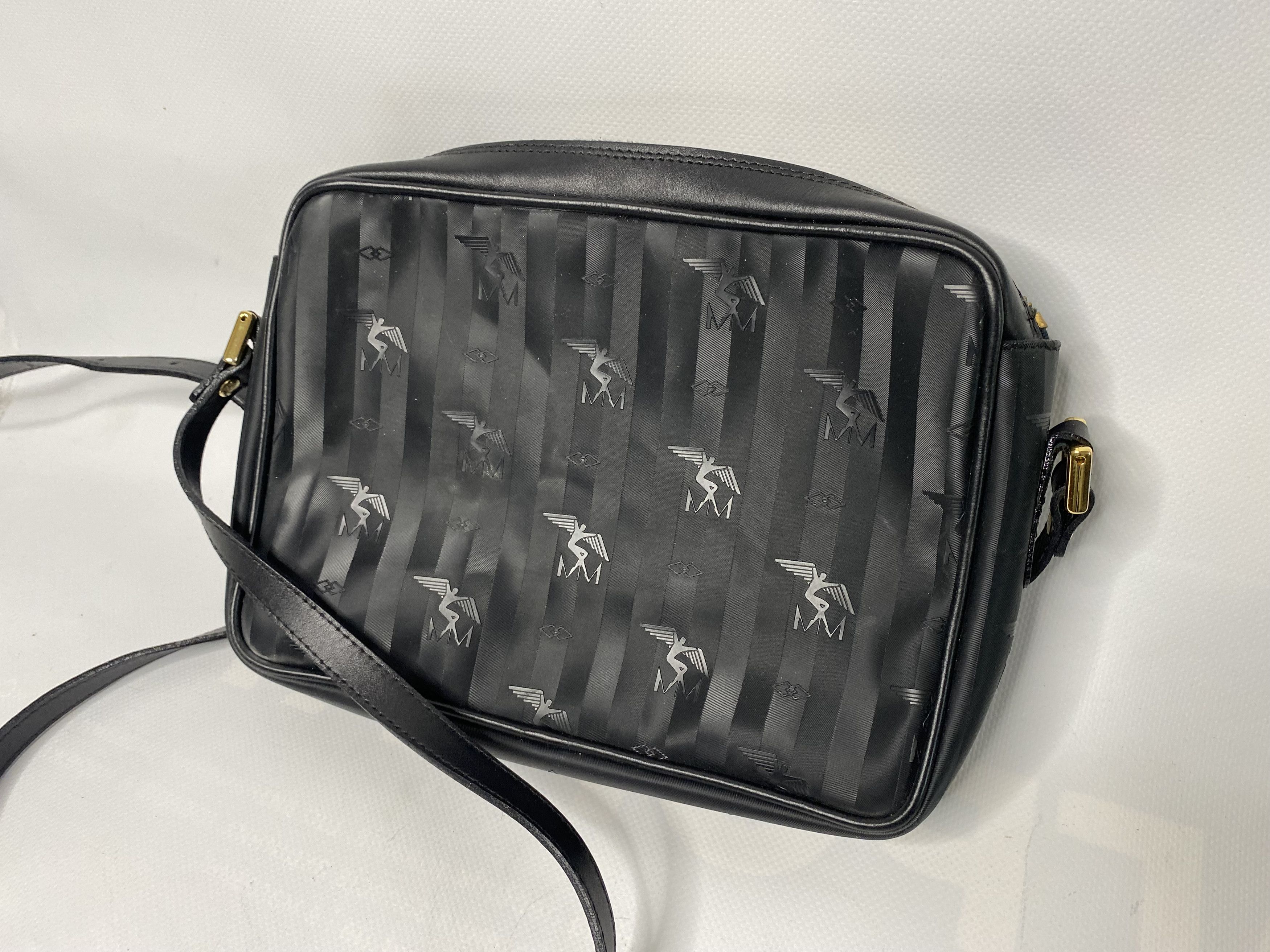 MAISON MOLLERUS MM VINERUS BLACK COATED CANVAS CROSSBODY BAG