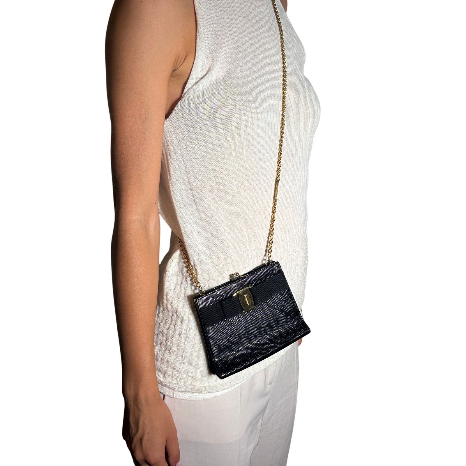 Salvatore Ferragamo SALVATORE FERRAGAMO Vara Bow Kiss Lock Chain Shoulder Bag Size ONE SIZE - 1 Thumbnail