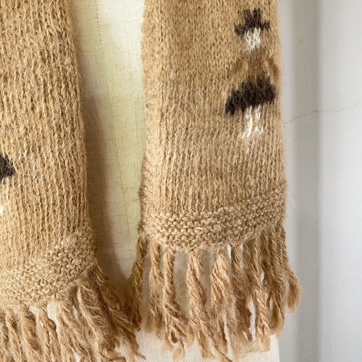Designer × Japanese Brand Camel Brown Alpaca Pattern Scarf Size ONE SIZE - 9 Thumbnail