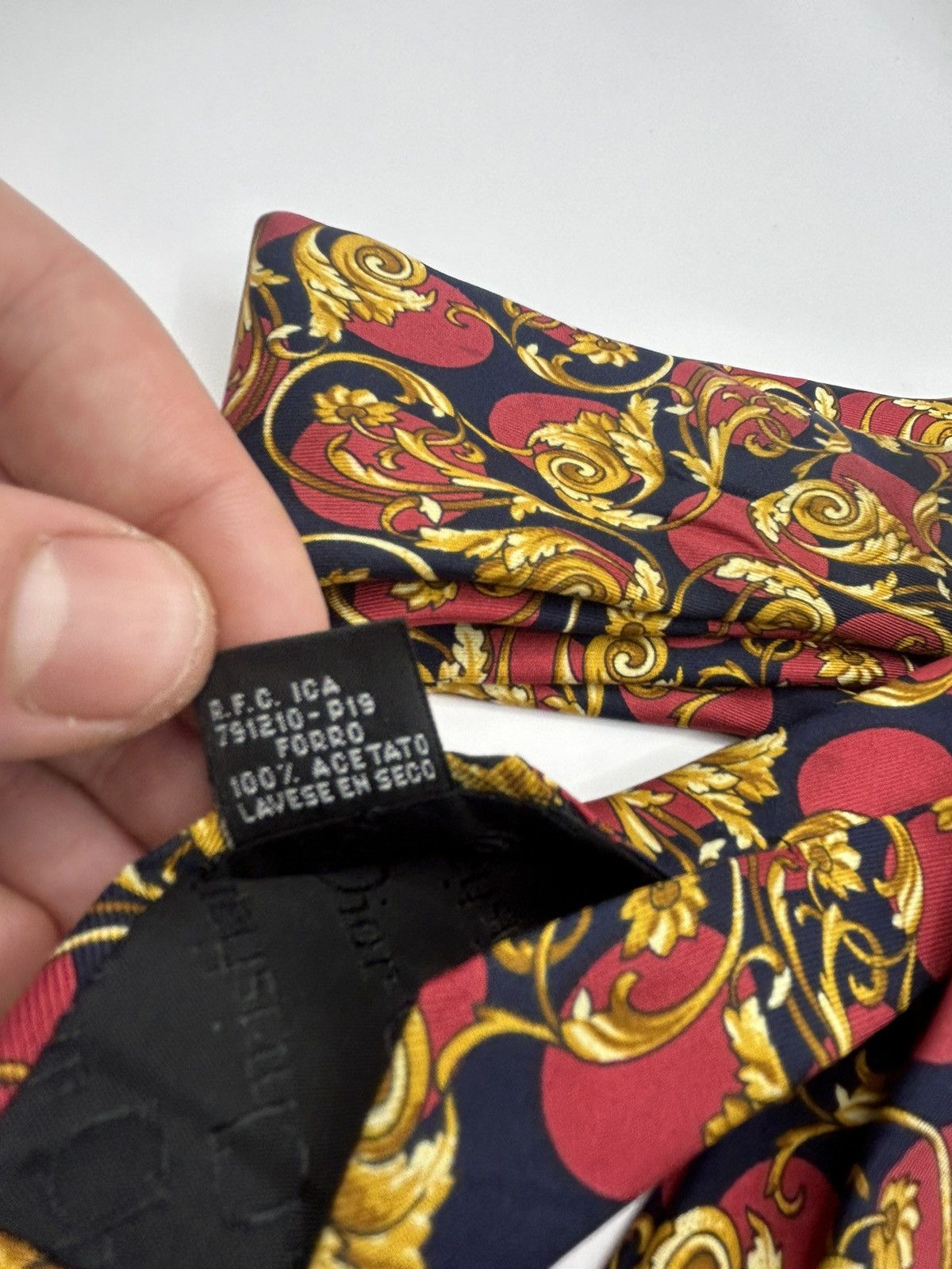 Christian Dior Monsieur Christian Dior Red & Gold Paisley Tie Size ONE SIZE - 7 Thumbnail