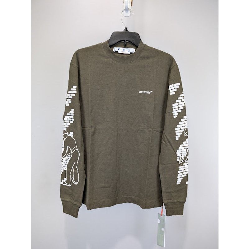 Off-White o1rshd1 Bricks Skate Long Sleeve T-Shirt Army Green/White Size US S / EU 44-46 / 1 - 1 Thumbnail