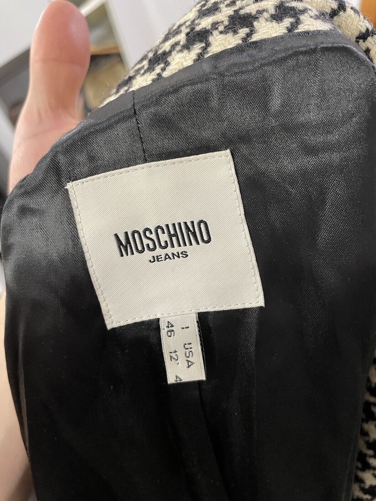 Moschino Moschino Jeans Wool Рoundstooth Print Long Wool Coat Size XL / US 12-14 / IT 48-50 - 13 Thumbnail