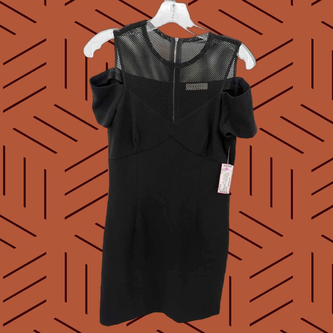 VINTAGE Sandro Black Short Dress Short Sleeve Pre-Owned Size 4 Dress Women