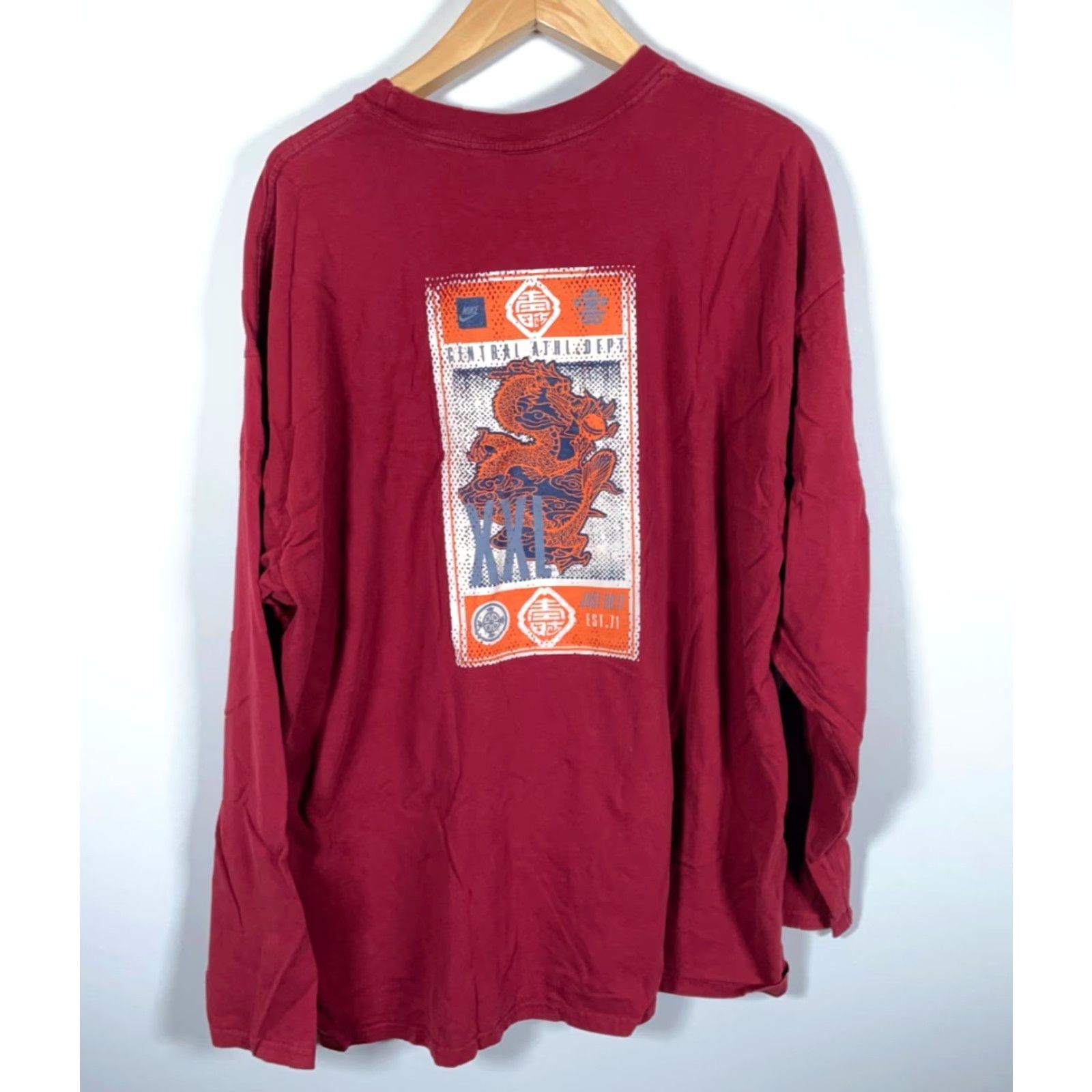 Nike VINTAGE Nike Long Sleeve T-Shirt Mens 2XL Red Dragon Double Sided Print Gray Tag Shirt Size US XXL / EU 58 / 5 - 2 Thumbnail