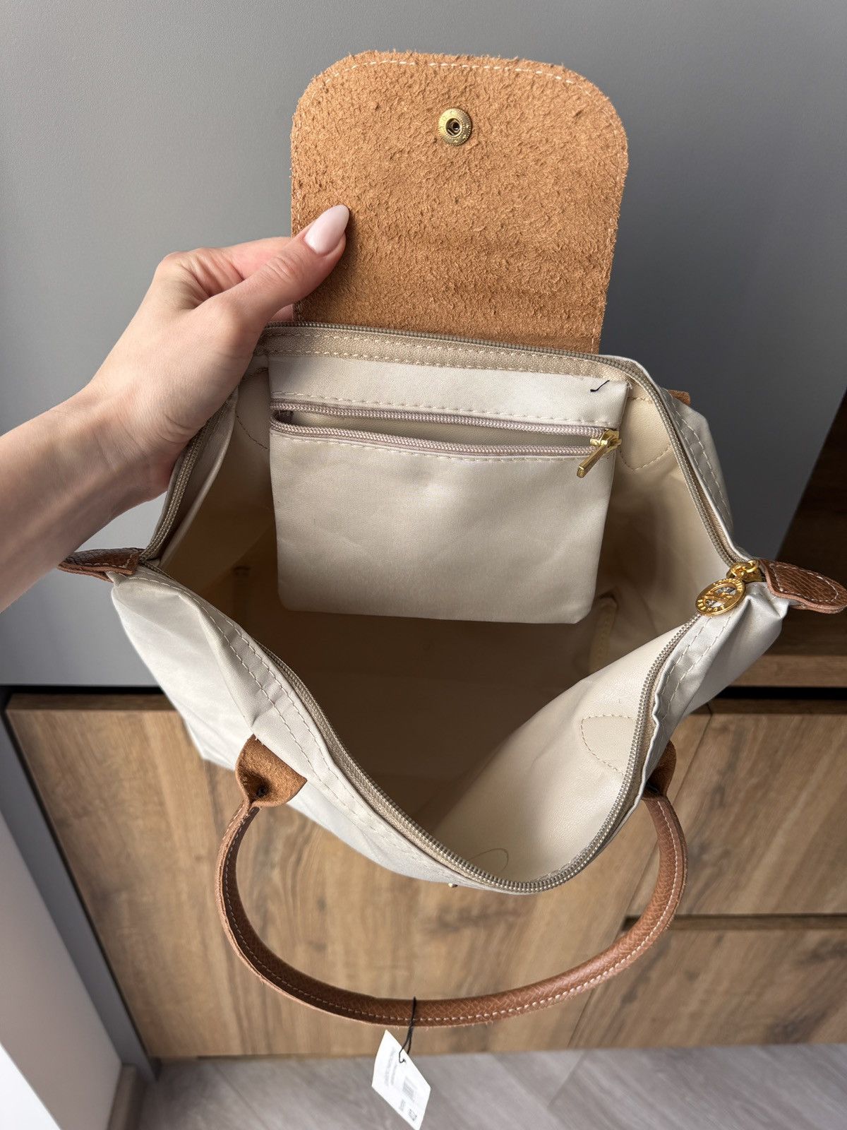 Japanese Brand Longchamp Le Pilage Beige Shoulder Tote Bag Size ONE SIZE - 10 Thumbnail