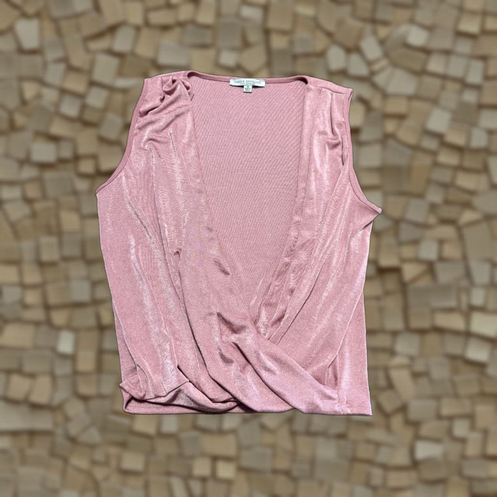 Pinko VINTAGE? No — Green Envelope Shirts Woman's Pink V-Neck Tank Top Medium, Sleeveless, Pullover, Casual, Knit, Regular Fit Women’s Tank Size M / US 6-8 / IT 42-44 - 1 Thumbnail