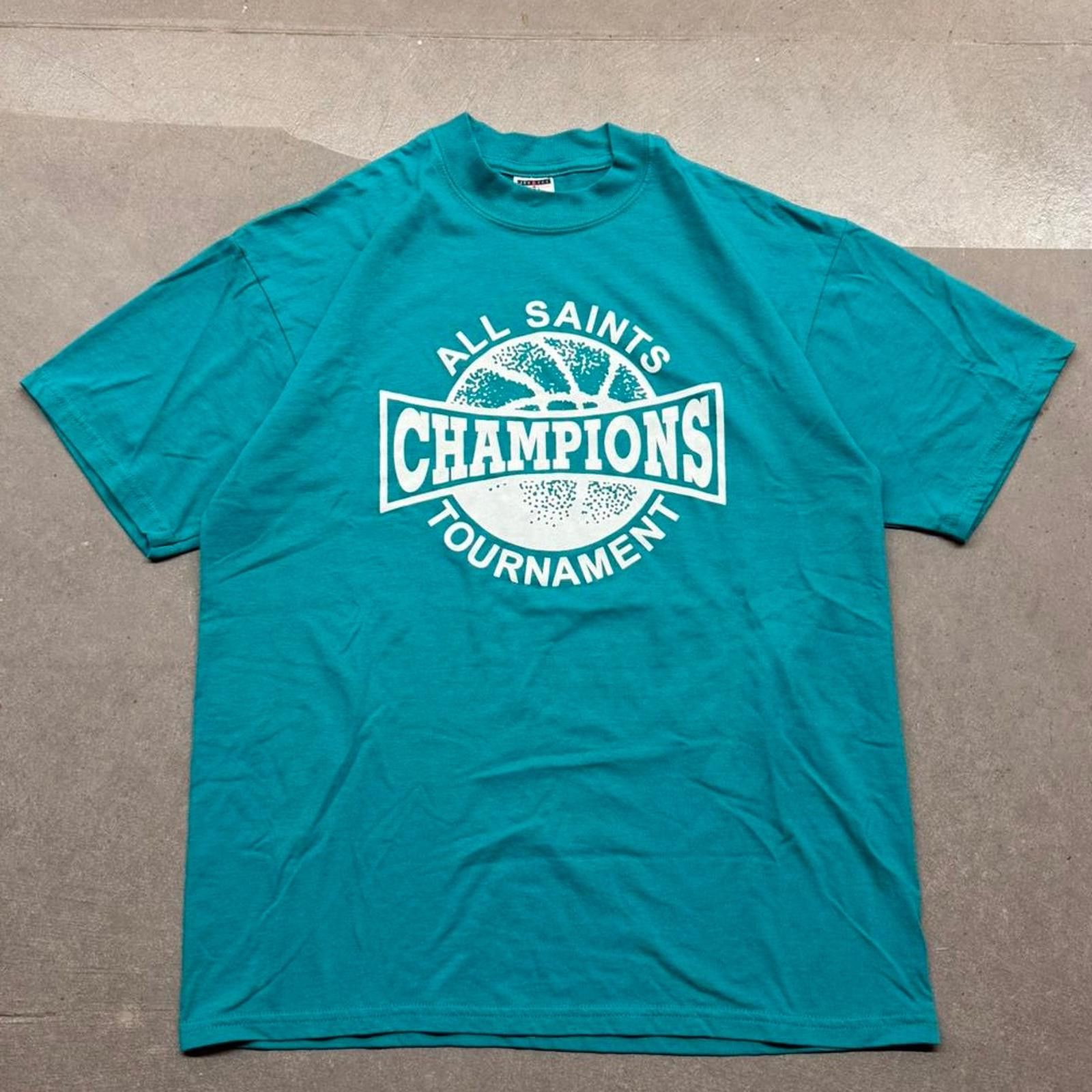 Jerzees Vintage 90s Jerzees "All Saints Tournament Champions" Shirt Size US L / EU 52-54 / 3 - 1 Thumbnail