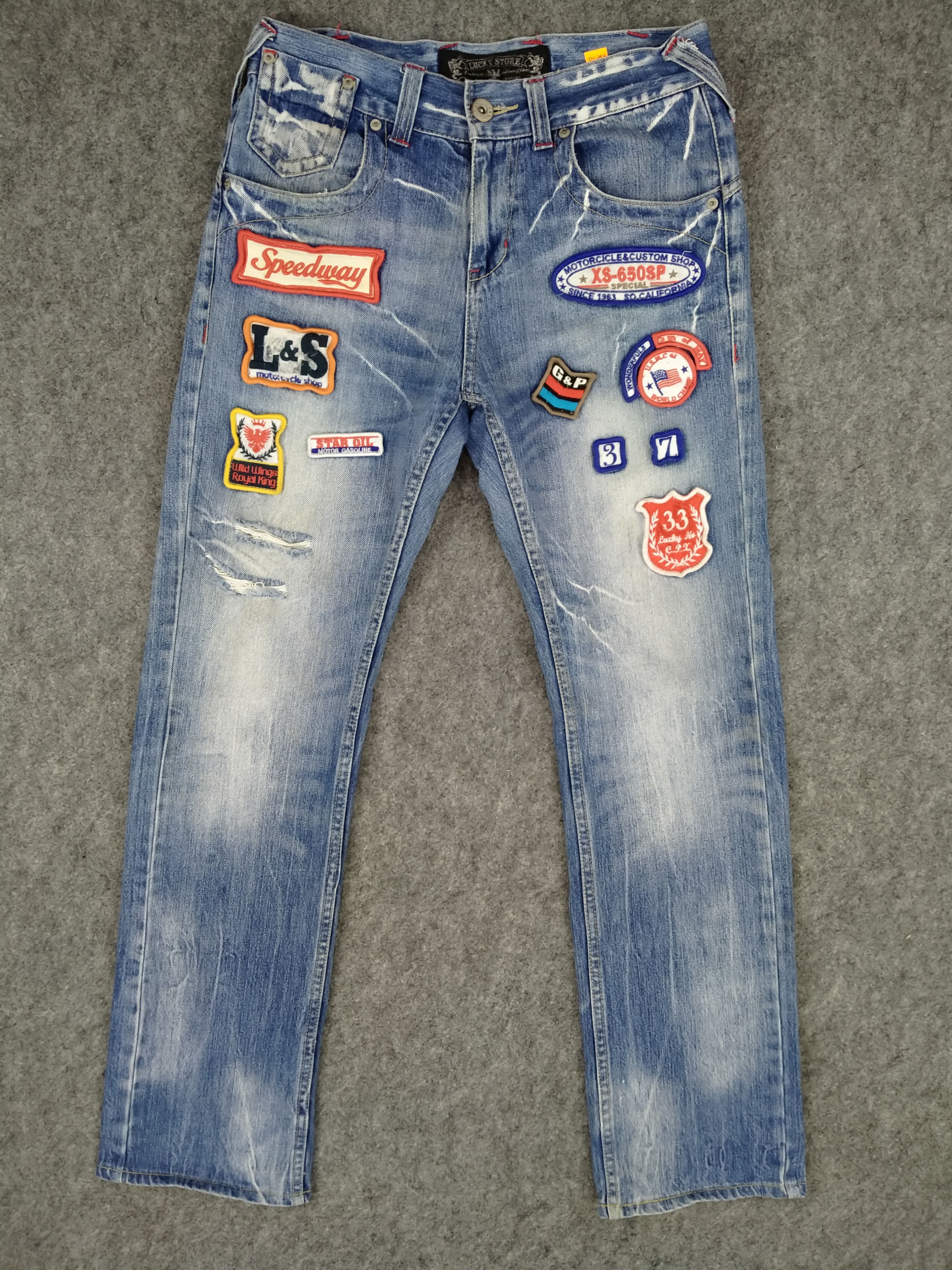 Hysteric Glamour Lucky Store Japanese Brand Distressed Patch 31x31 JN043 Size US 31 - 1 Thumbnail