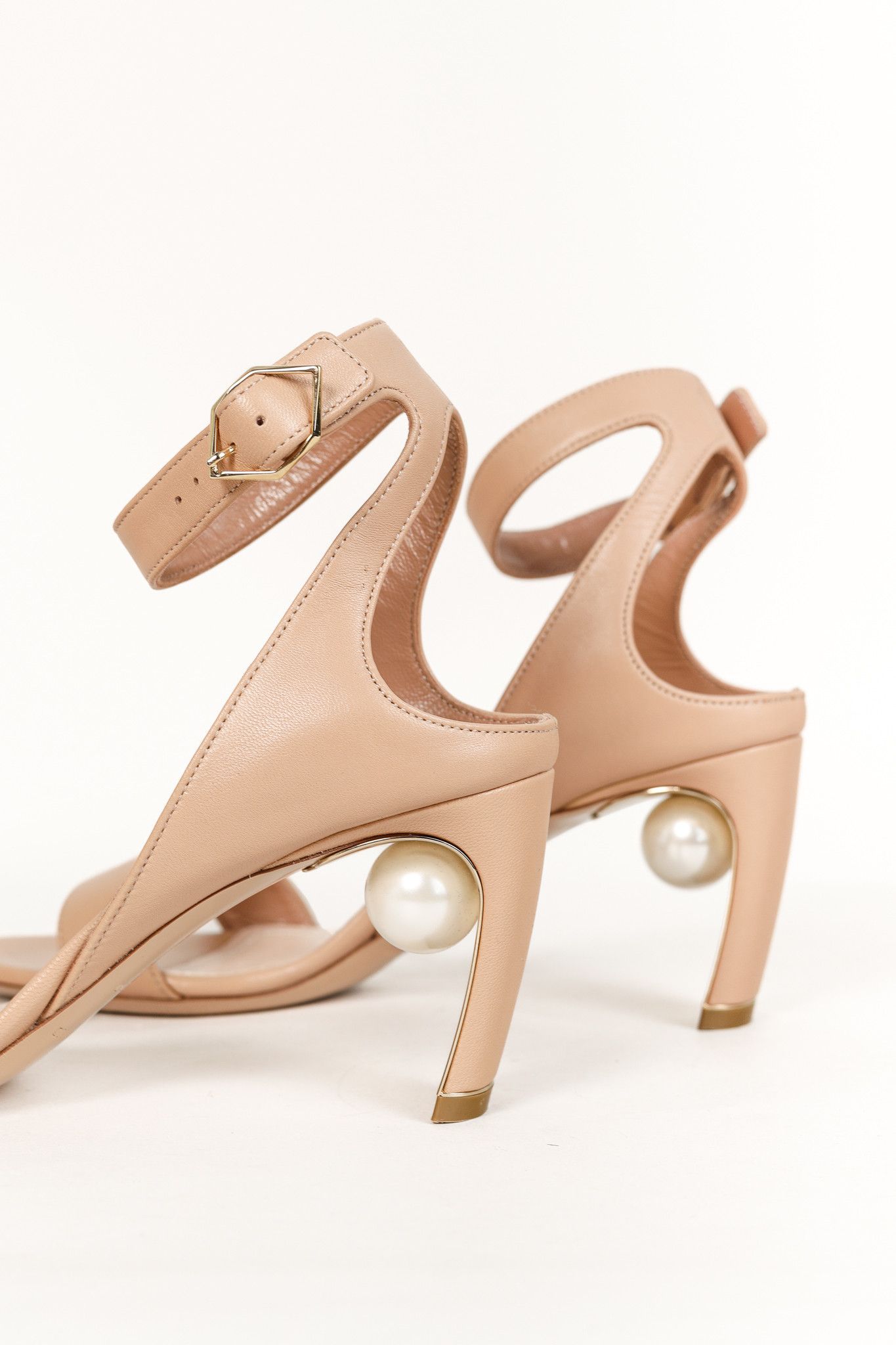 Nicholas Kirkwood Nicholas Kirkwood Lola Nappa Leather Pearl Inset Sandals Size US 6.5 / IT 36.5 - 7 Thumbnail
