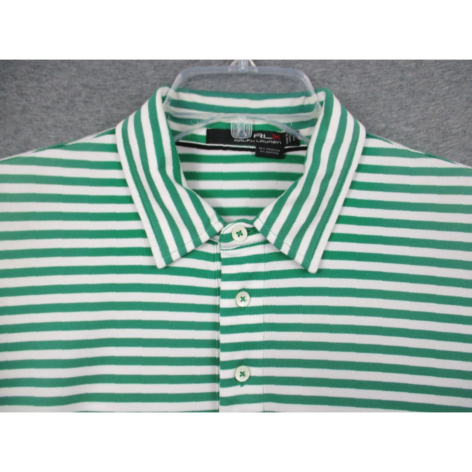 Ralph Lauren VINTAGE RLX Ralph Lauren Polo Shirt Large Mens Green Stripe Stretch Golf Size US L / EU 52-54 / 3 - 2 Thumbnail