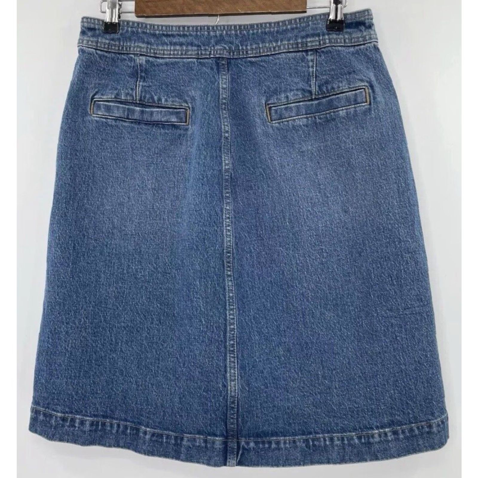 J.Crew VINTAGE J.Crew Skirt Cargo Front Pockets Denim Blue 30 Y2K Vibes 90s Bohemian Women Knee Length Pencil Rise High Style Straight & Pencil Size 30" / US 8 / IT 44 - 3 Thumbnail