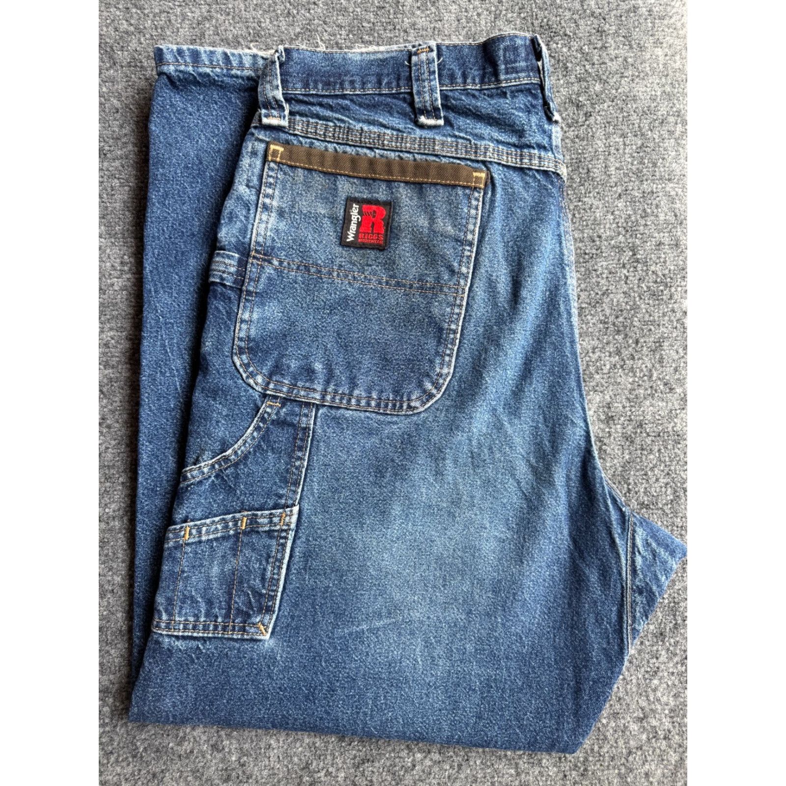 Wrangler VINTAGE Wrangler RIGGS Workwear Jeans Mens 5-Pocket Denim Blue 37-38W x 30L High Rise Straight Relaxed 30in Inseam 30 1990s 2000s Size US 38 / EU 54 - 2 Thumbnail