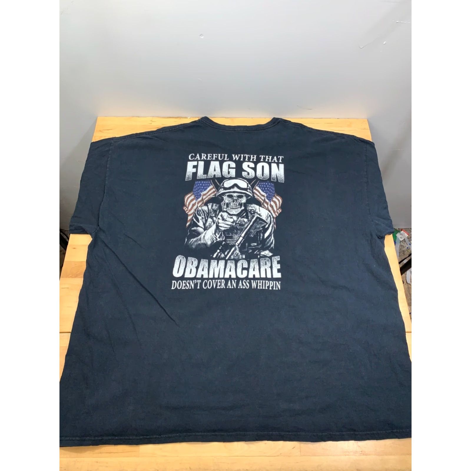 Vintage ObamaCare Political T Shirt 3XL Black USA Patriotic Countries Flag Crew Neck Men VINTAGE Size US XXL / EU 58 / 5 - 7 Thumbnail