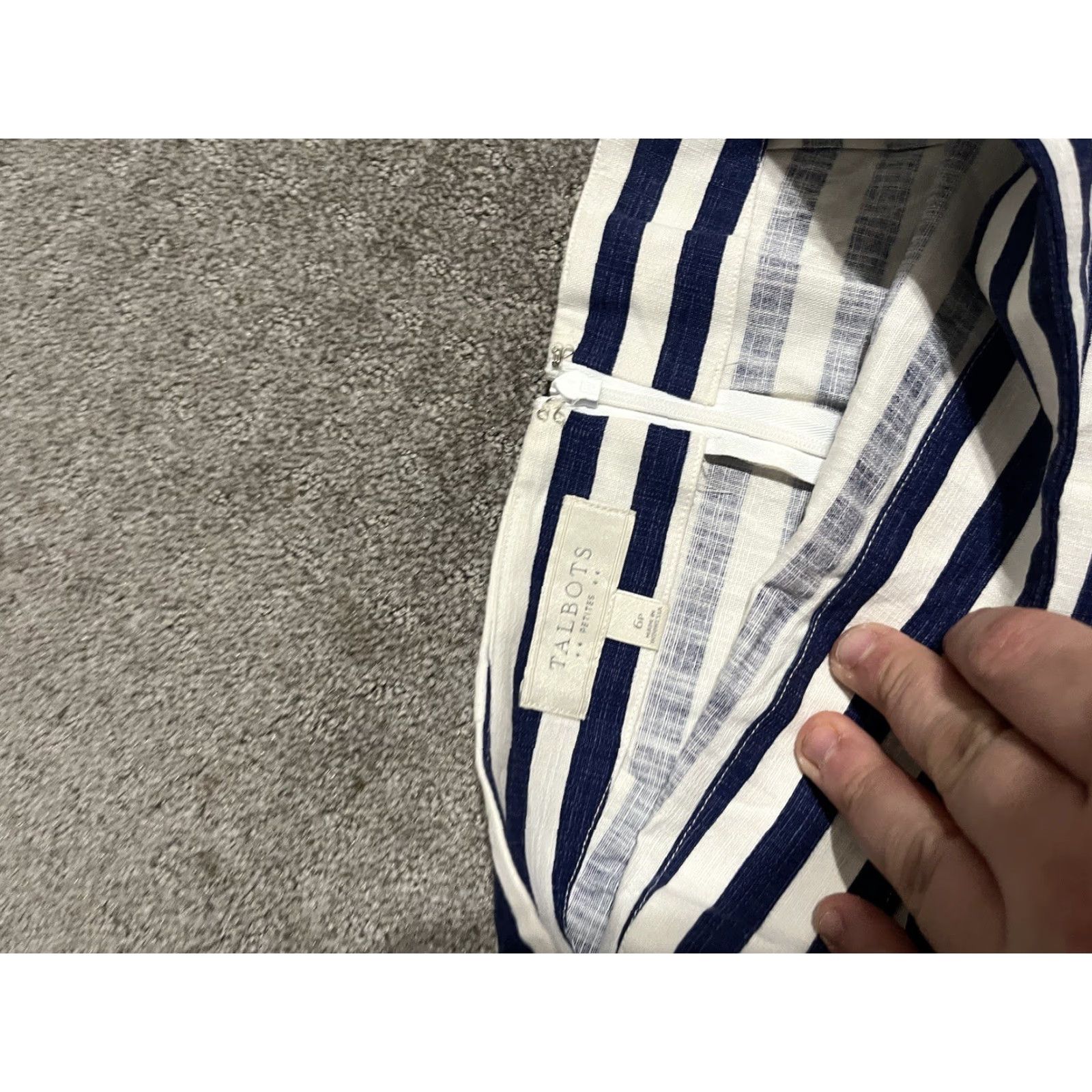 Talbots Talbots Skirt 6P Navy Blue White Striped Cotton Knee Length Work Size 28" / US 6 / IT 42 - 3 Thumbnail
