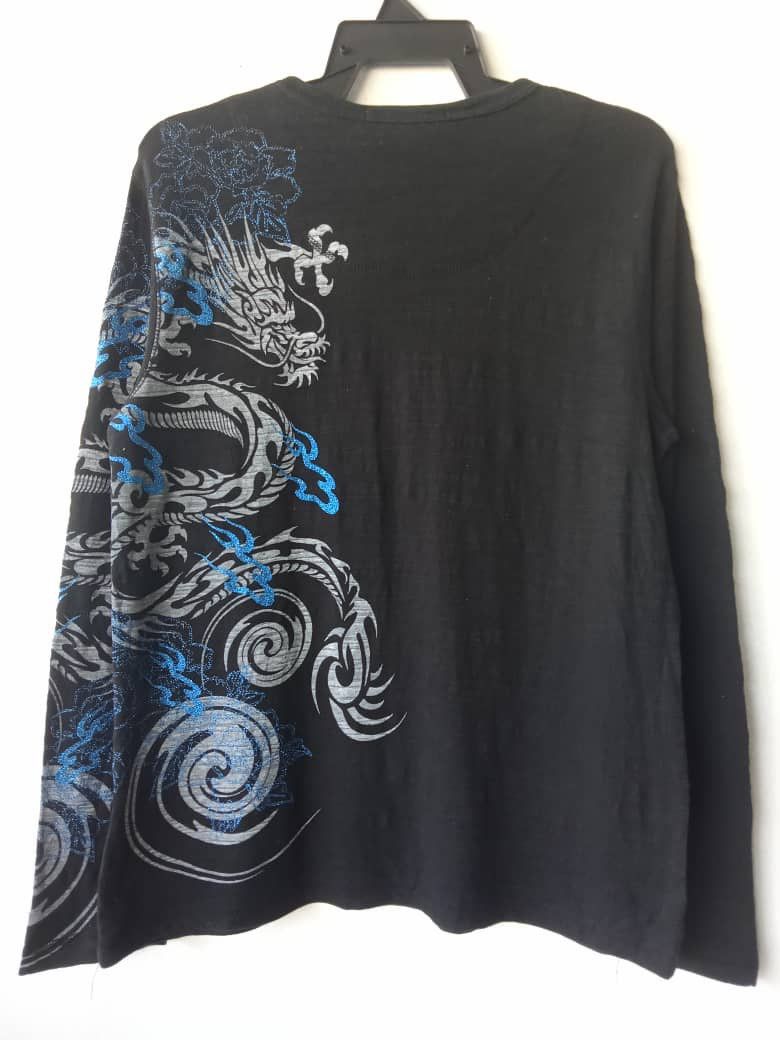 Japanese Brand Japanese Sukajan Dragon Overprint Halfbutton Long Sleeve T Size US M / EU 48-50 / 2 - 6 Thumbnail