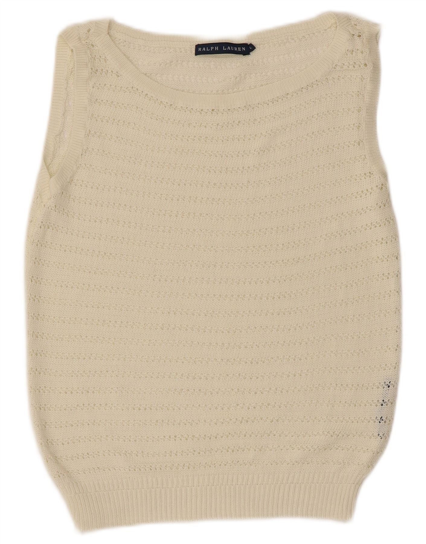 Ralph Lauren Womens Crop Vest Tank Top UK 14 Large White Size XS / US 0-2 / IT 36-38 - 1 Thumbnail