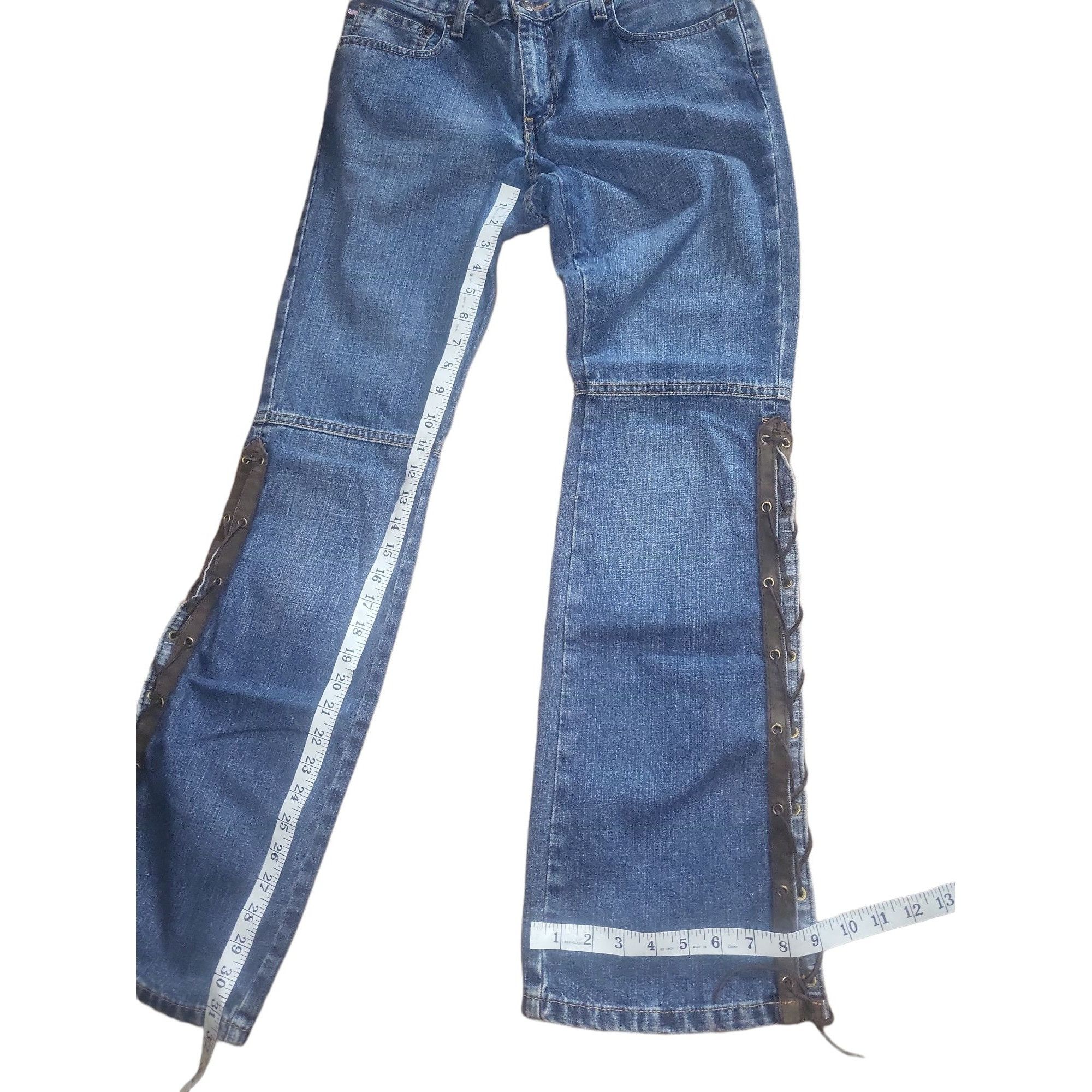 Ralph Lauren Ralph Lauren Jeans Women Sz 8 Lace Up Signature Denim Leathe Size 30" / US 8 / IT 44 - 4 Thumbnail