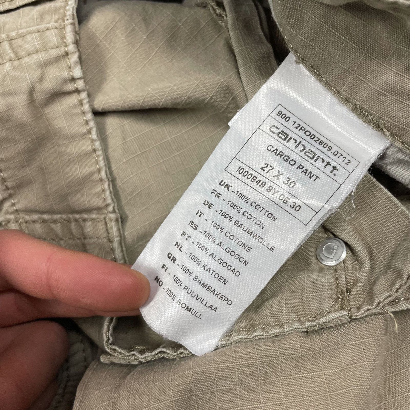 Carhartt × Vintage Carhartt Men's beige Cotton Logo Zip Fly Cargo Pants 27 x 30 Size US 27 - 10 Thumbnail