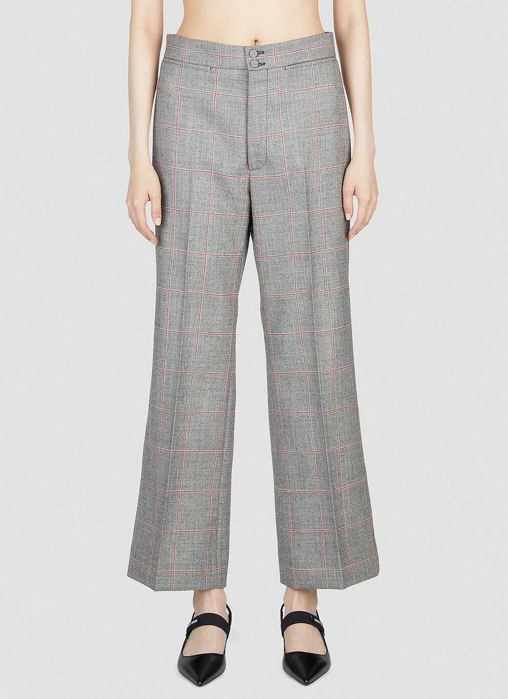 image of Gucci Check Suit Pants in Grey, Women's (Size 27)