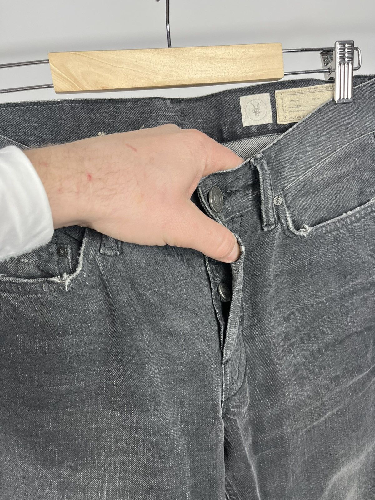Allsaints AllSaints Mens Black Slim Fit Jeans Size 28 Distressed Size US 28 / EU 44 - 12 Thumbnail