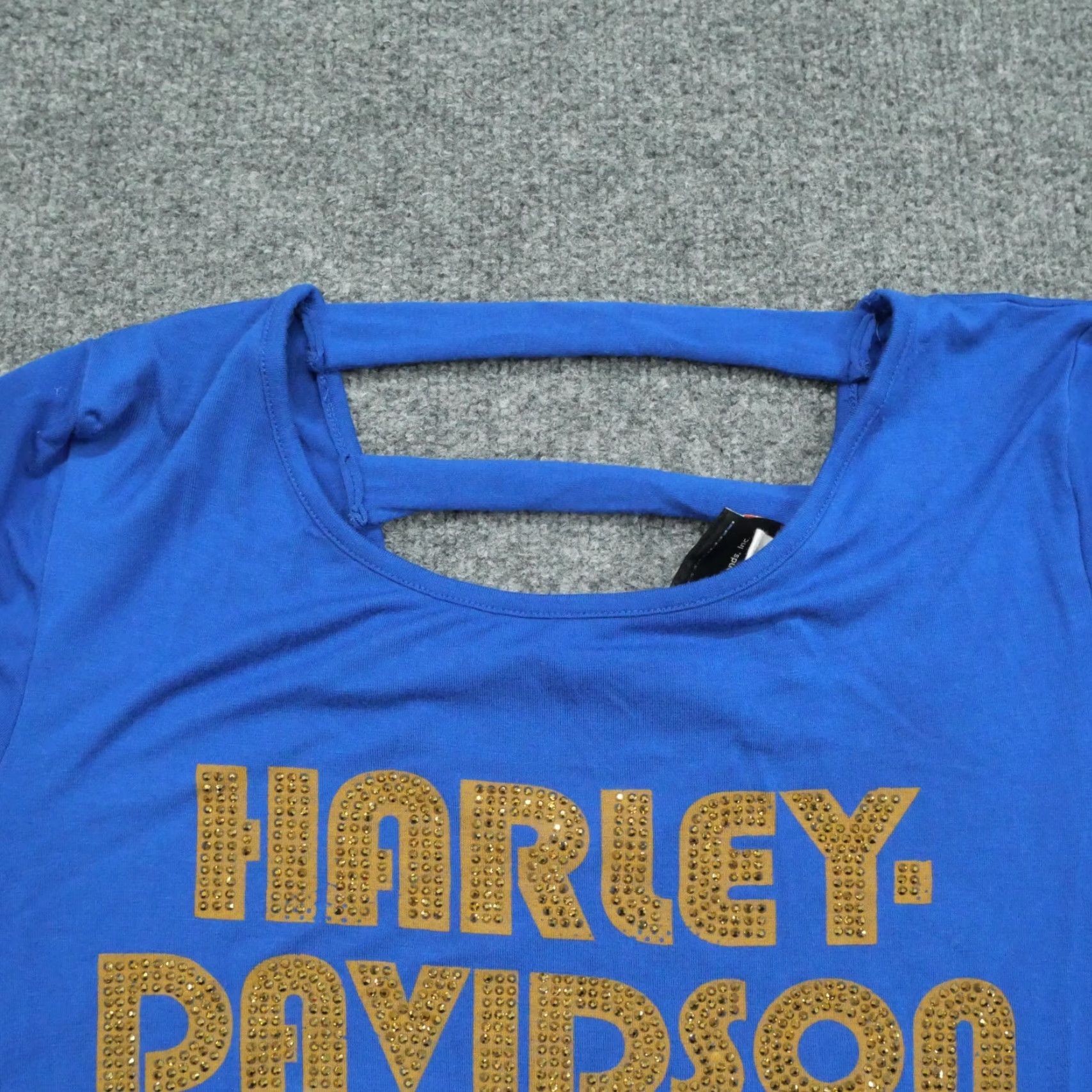 Harley Davidson VINTAGE Harley-Davidson T Shirt Womens Small Blue Sequin Milwaukee Open Back Size S / US 4 / IT 40 - 5 Thumbnail