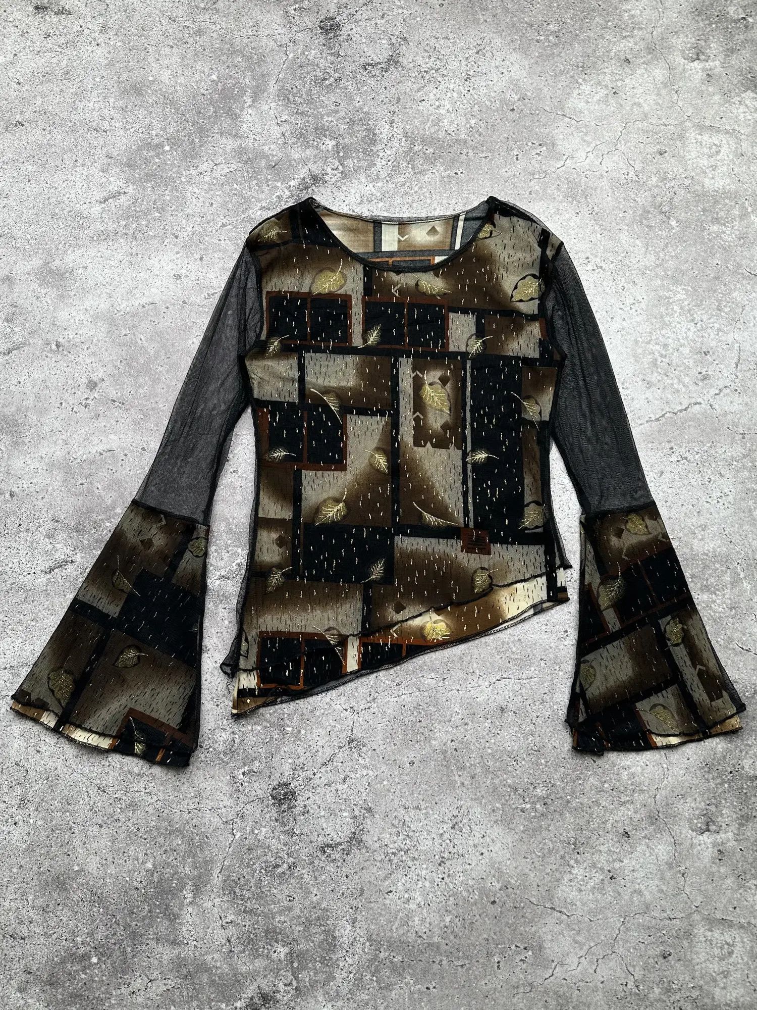 Vintage Vintage Assymetry Mesh Details Blouse C244(V627) Size M / US 6-8 / IT 42-44 - 1 Thumbnail