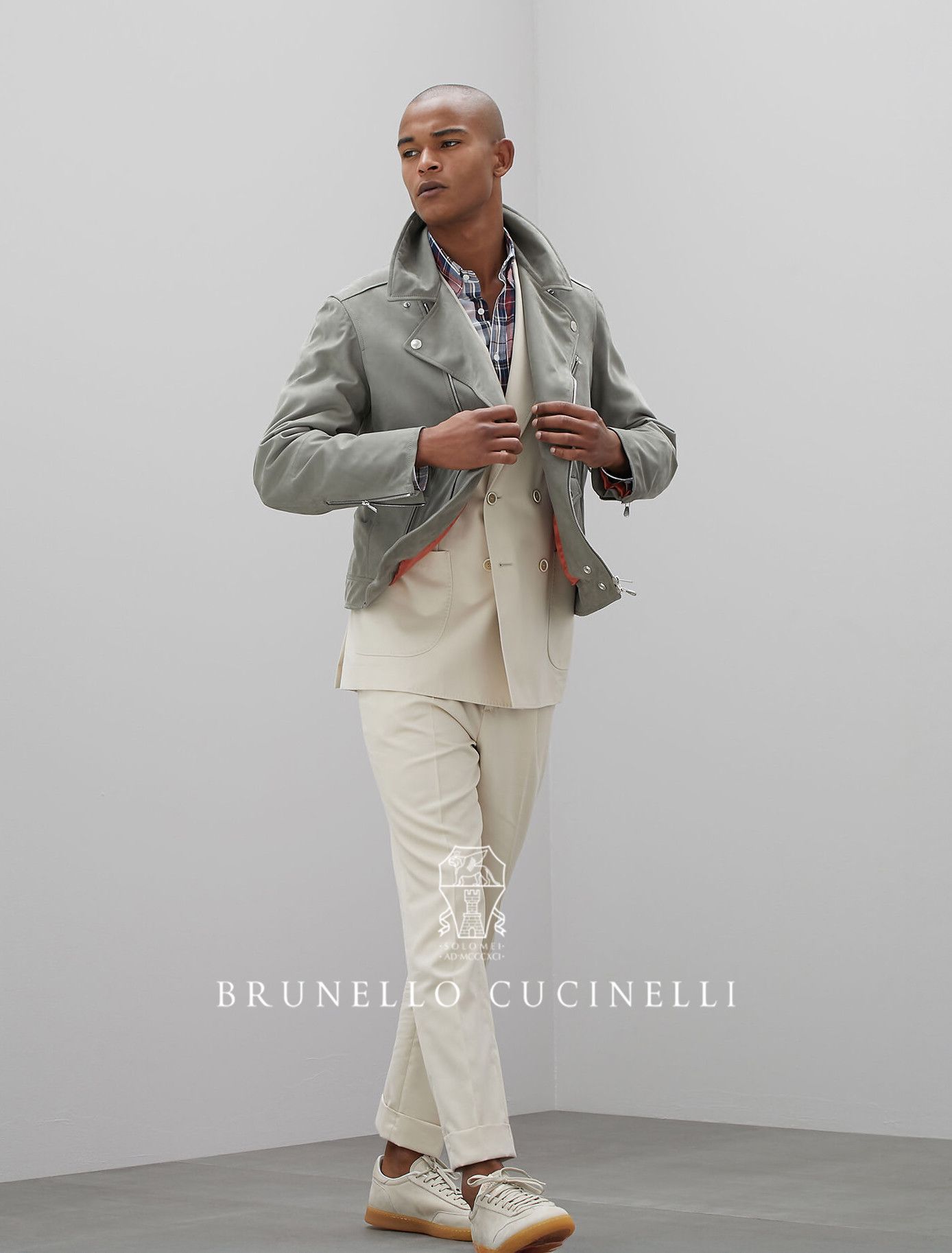 Brunello Cucinelli Fits 48-50, Effortless Cool $8,700 CUCINELLI Sage Biker Size US XS / EU 42 / 0 - 2 Thumbnail