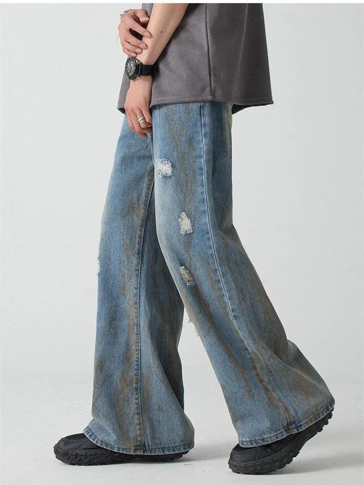 Japanese Brand Retro loose ripped micro flared jeans Size US 32 / EU 48 - 2 Thumbnail