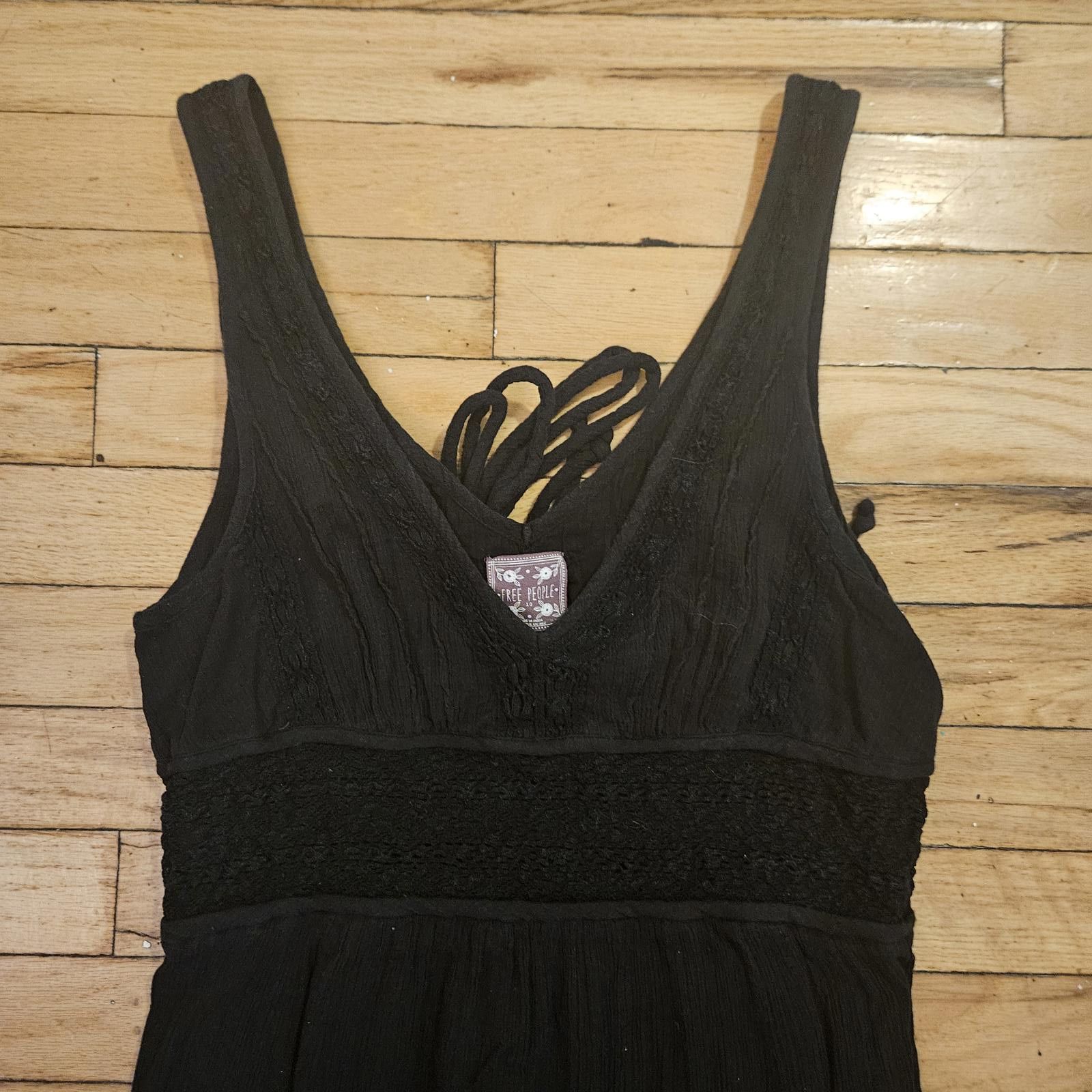 Free People Free People Black Maxi Dress with Adjustable Tie Size L / US 10 / IT 46 - 4 Thumbnail