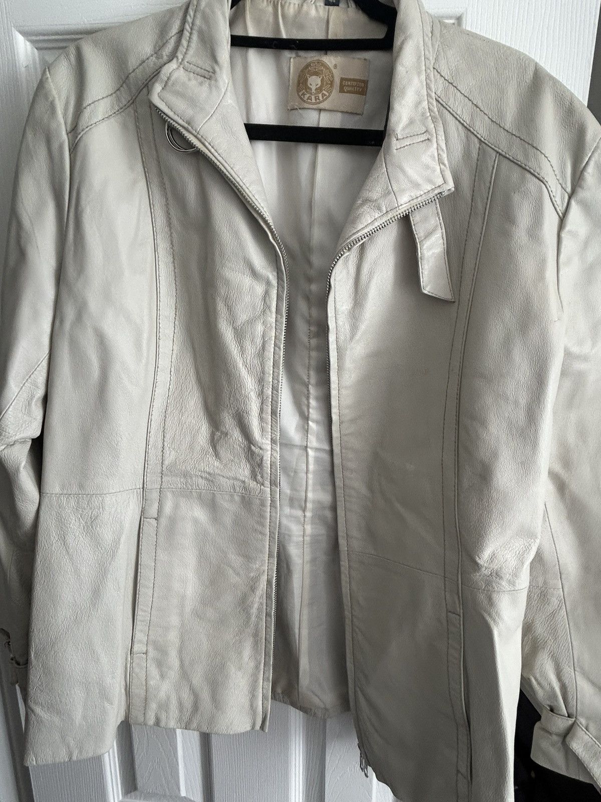 KARA Kara Off White LeatherJacket Size L / US 10 / IT 46 - 2 Thumbnail