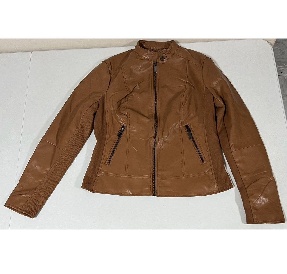 Kenneth Cole Kenneth Cole Leather Moto Jacket Coat Outerwear Size S 🤎✨ Size S / US 4 / IT 40 - 1 Thumbnail