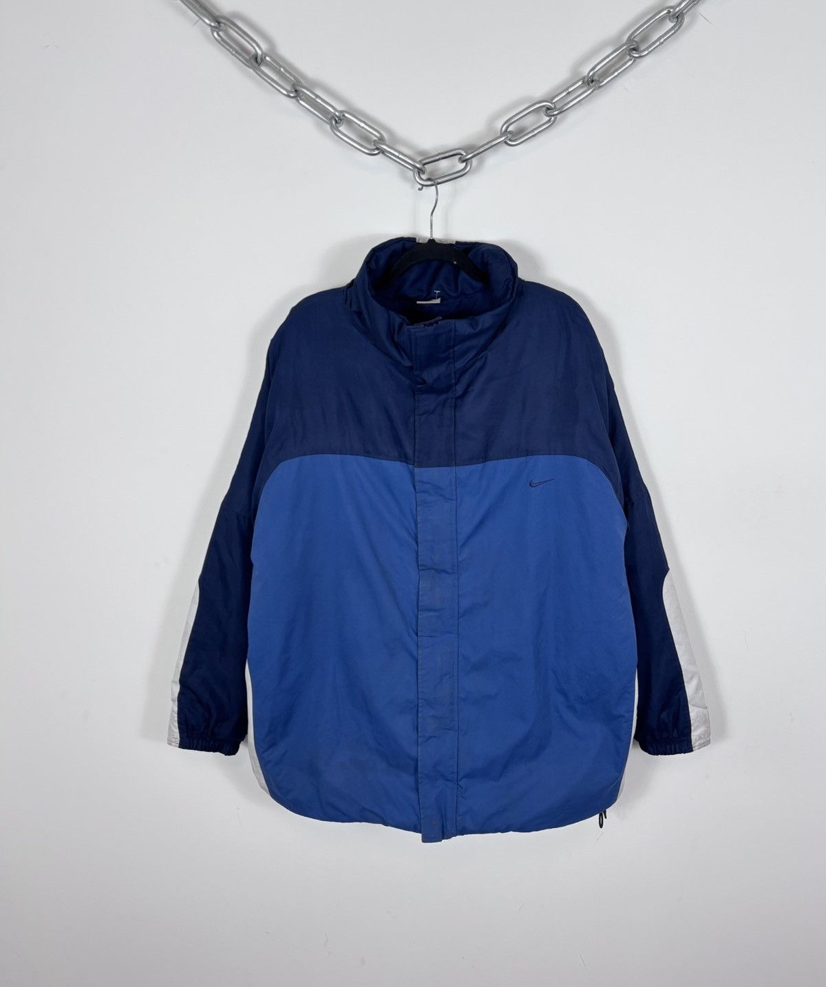 Nike Vintage 2000s Nike Y2K Blue Swoosh Oversized Puffer Jacket Size US L / EU 52-54 / 3 - 1 Thumbnail
